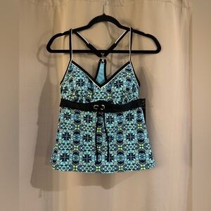 Women's NWT Beach Native Blue Patterned Bikini Top